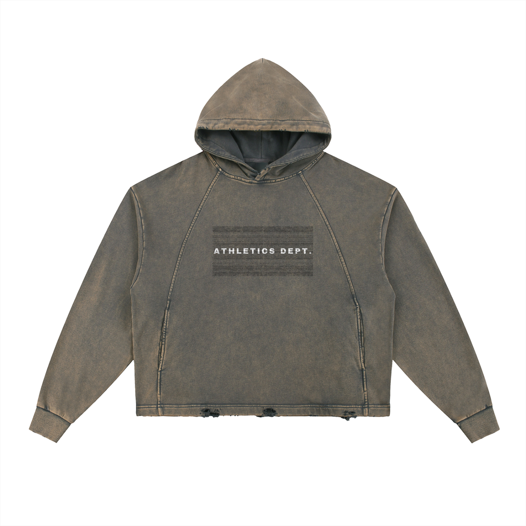 Canine Washed Frayed-Hem Boxy Hoodie